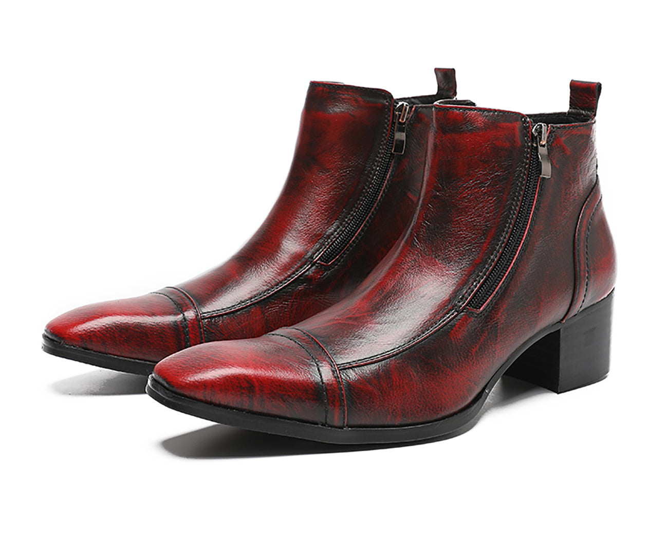 Botas occidentales con puntera y cremallera para hombre 