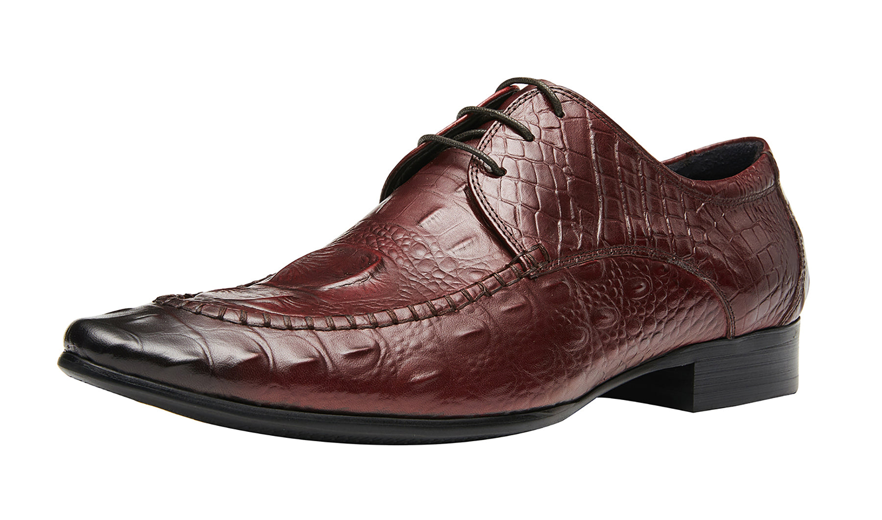 Derby de cuero con cordones y punta de ala para hombre 