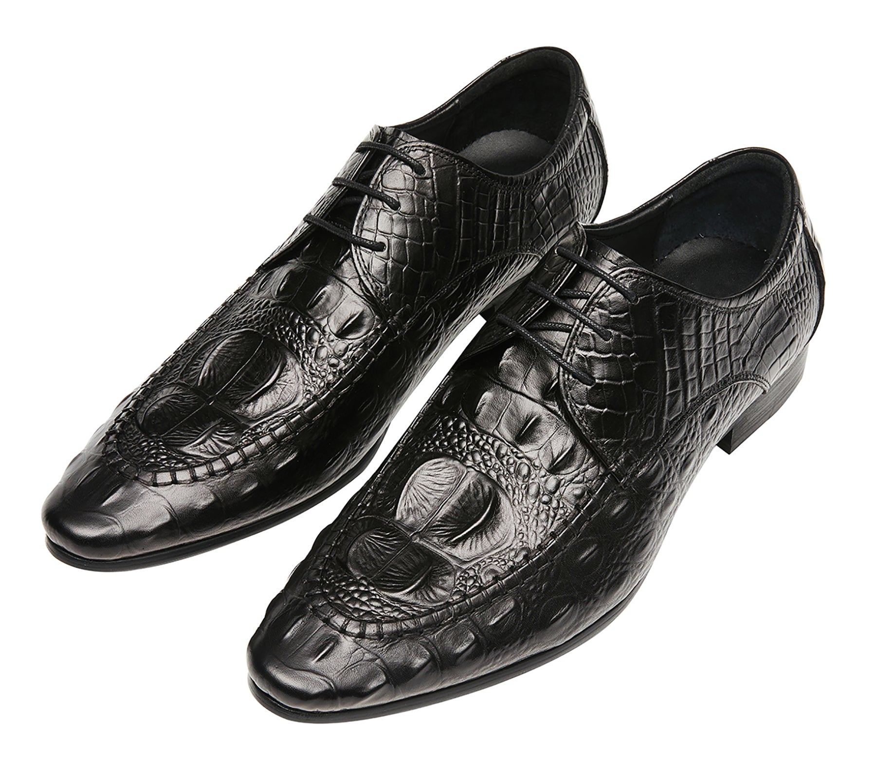 Derby de cuero con cordones y punta de ala para hombre 