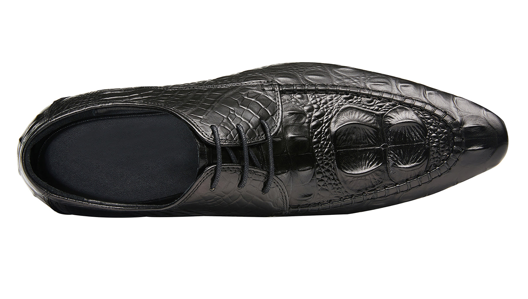 Derby de cuero con cordones y punta de ala para hombre 