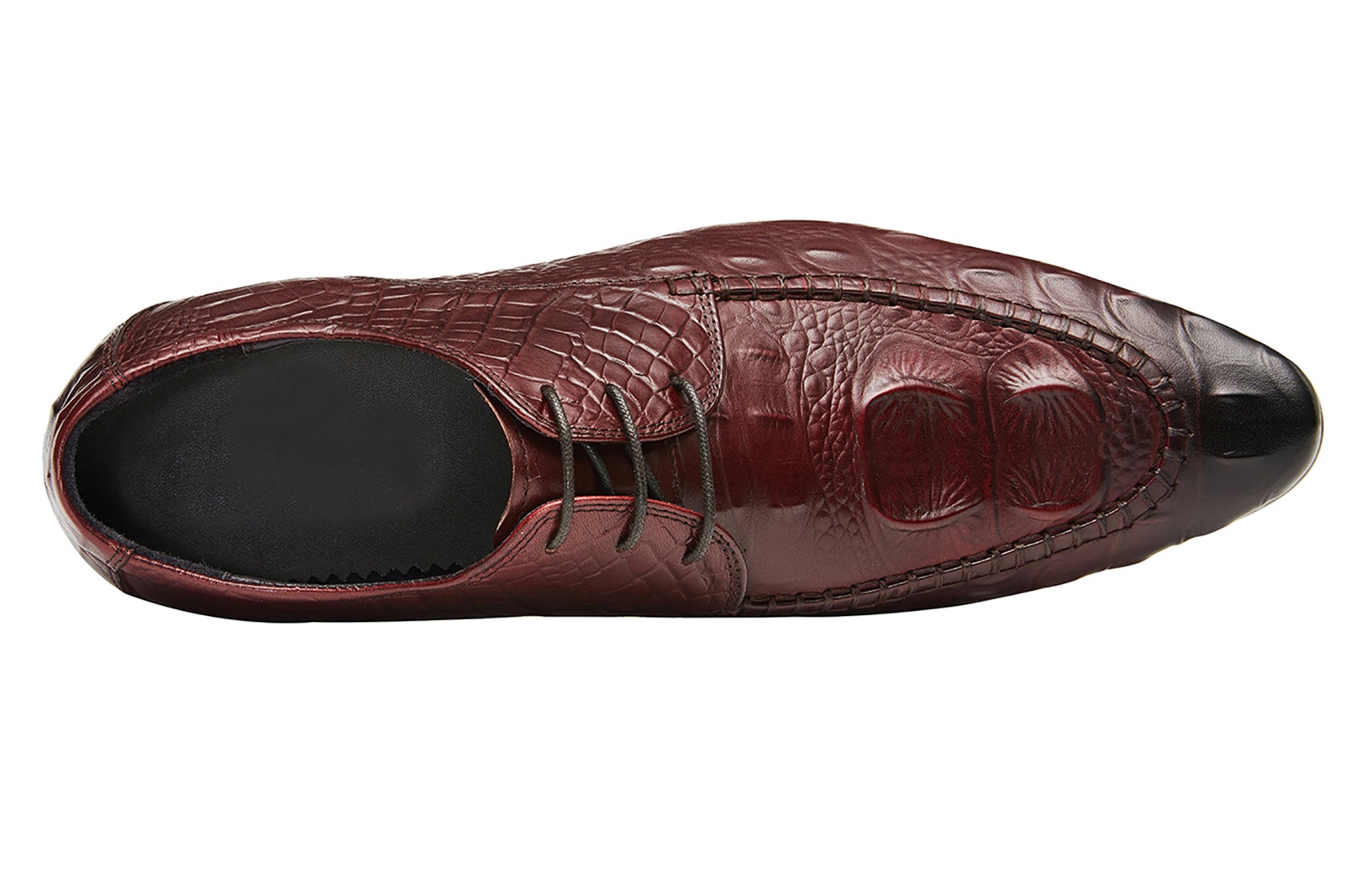 Derby de cuero con cordones y punta de ala para hombre 
