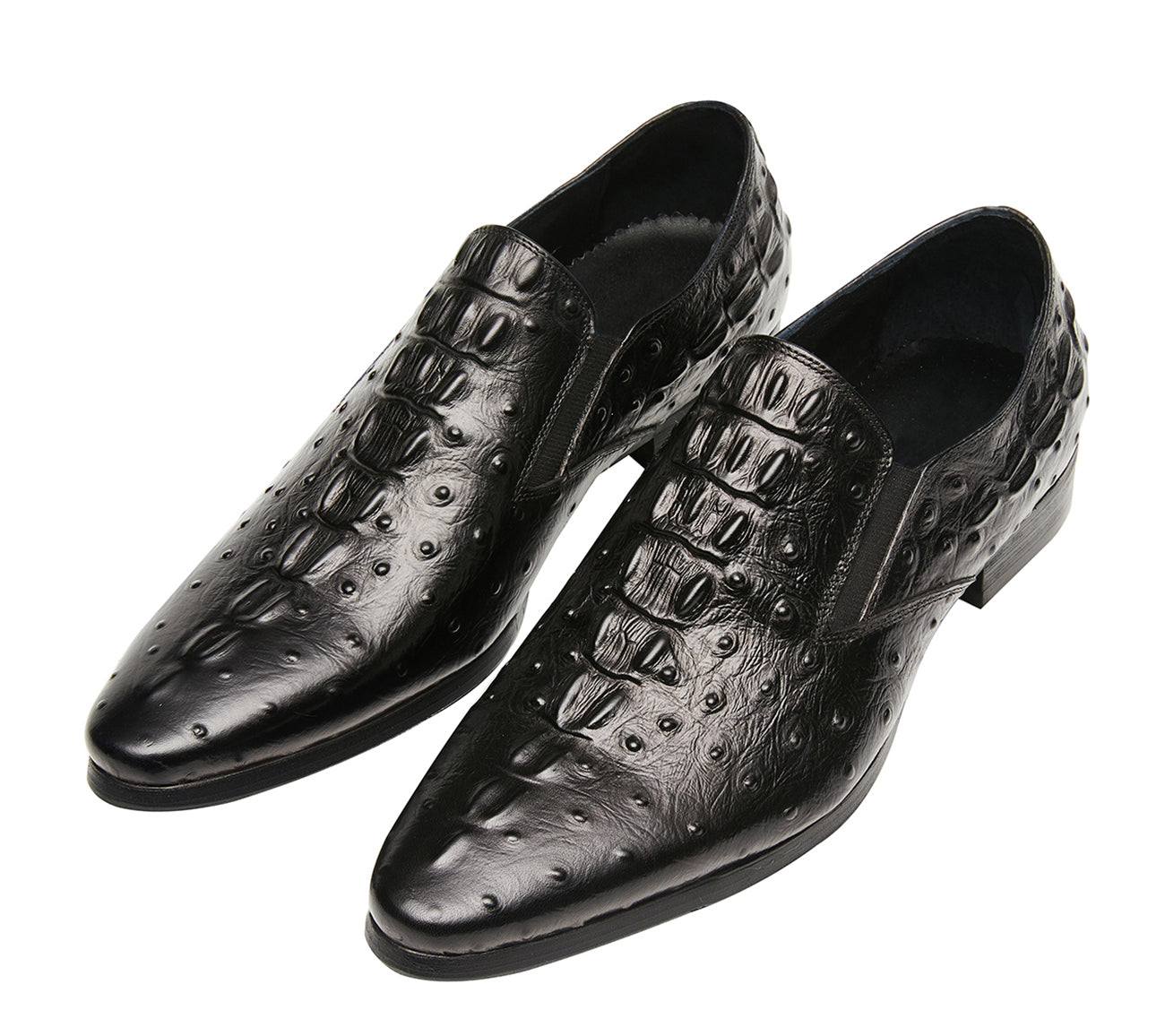 Mocasines de piel de cocodrilo sin cordones para hombre 