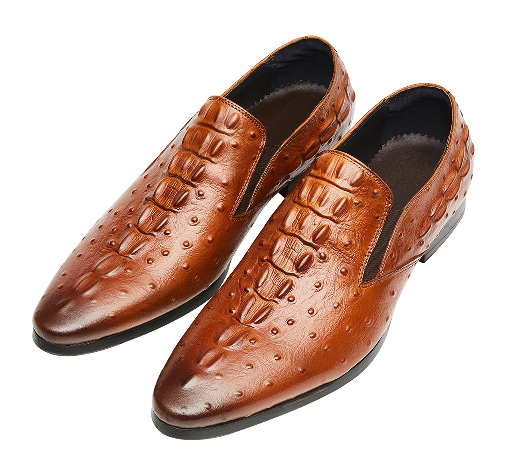 Mocasines de piel de cocodrilo sin cordones para hombre 