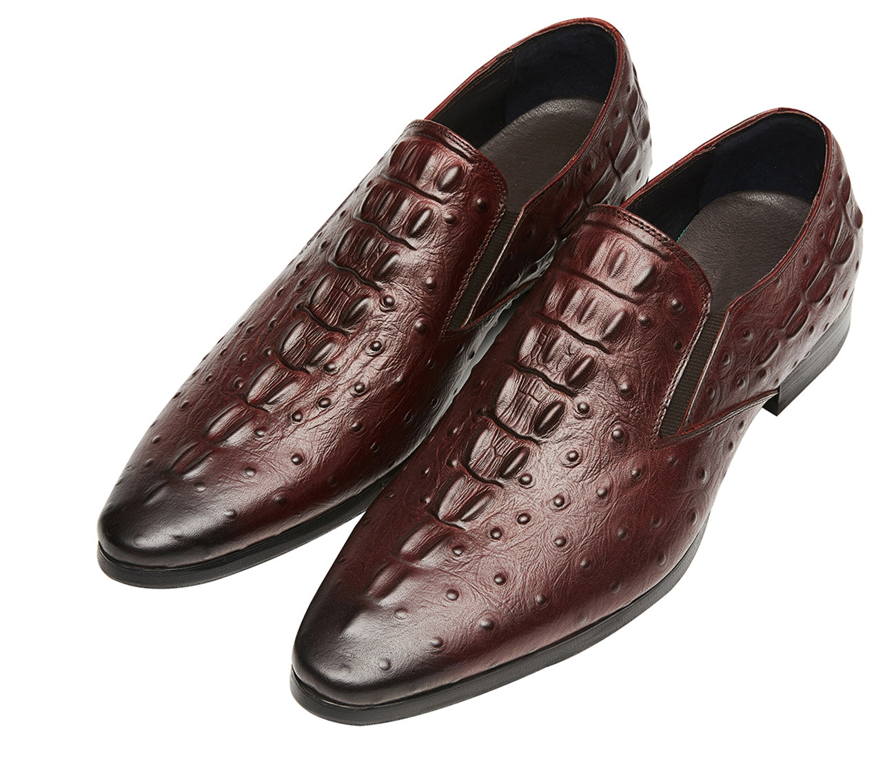 Mocasines de piel de cocodrilo sin cordones para hombre 