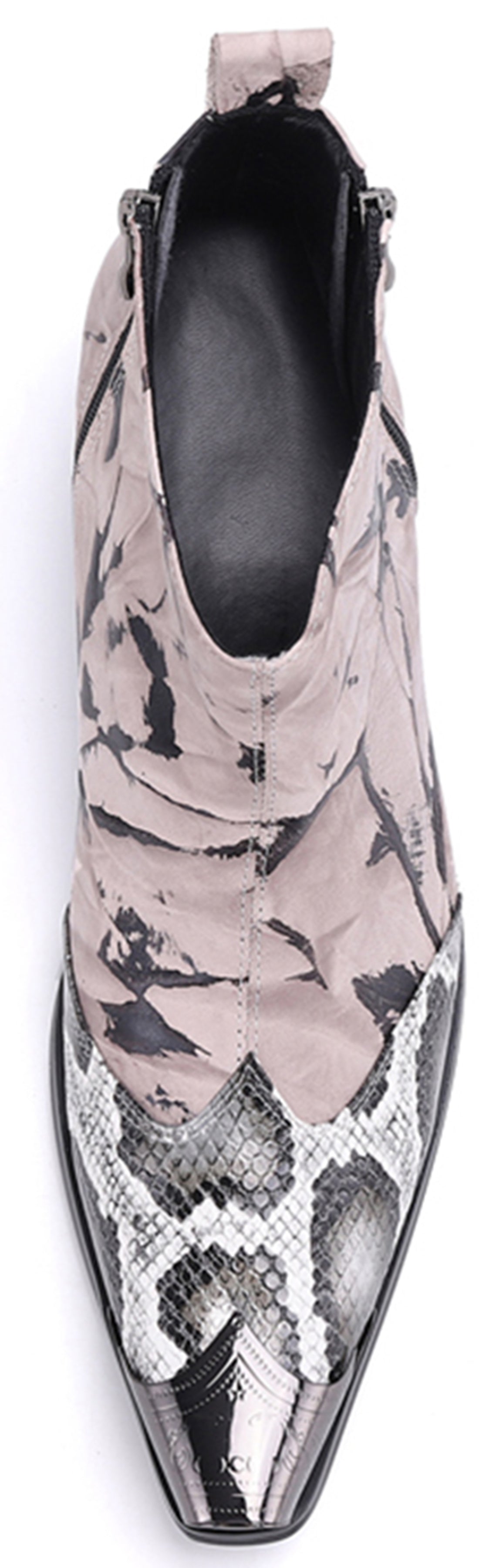 Botas vaqueras con punta de metal y piel de serpiente para hombre 
