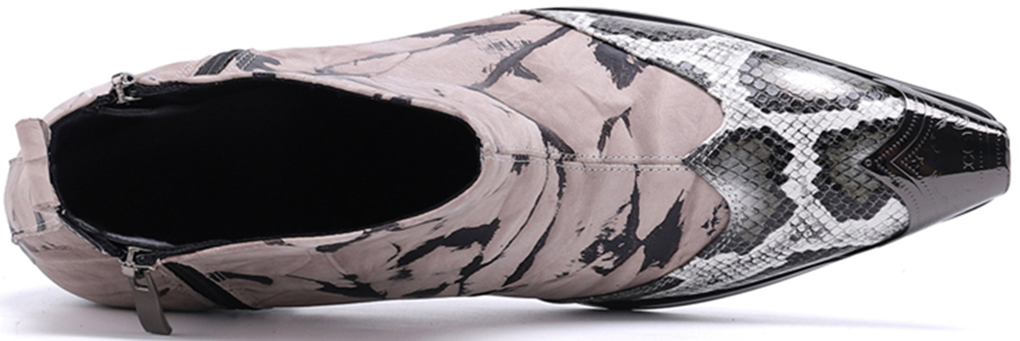 Botas vaqueras con punta de metal y piel de serpiente para hombre 