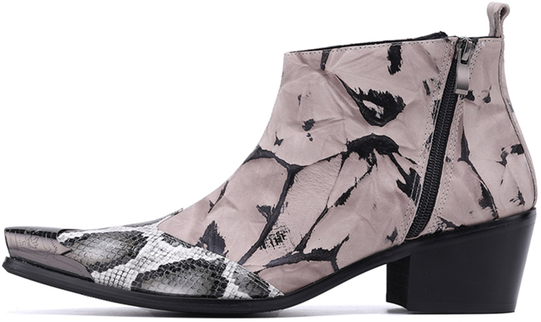 Botas vaqueras con punta de metal y piel de serpiente para hombre 