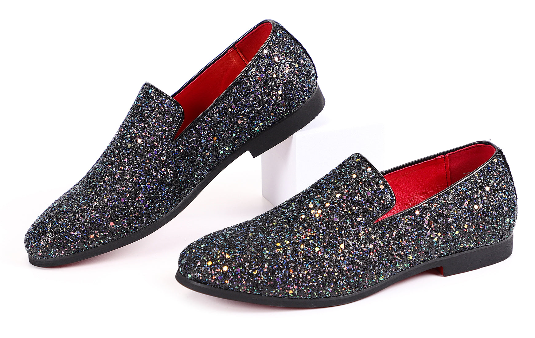 Men's Metallic Glitter Smoking Loafers