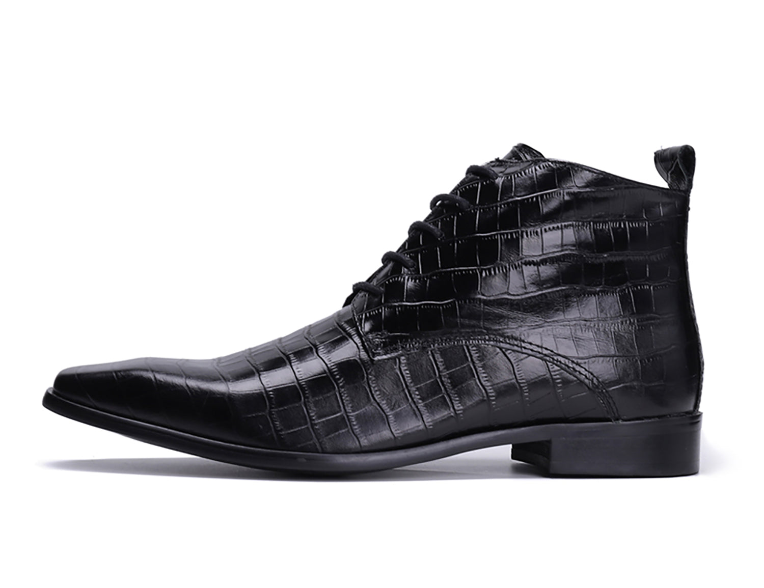 Men's Zipper Leather Plain Toe  Dress Boots