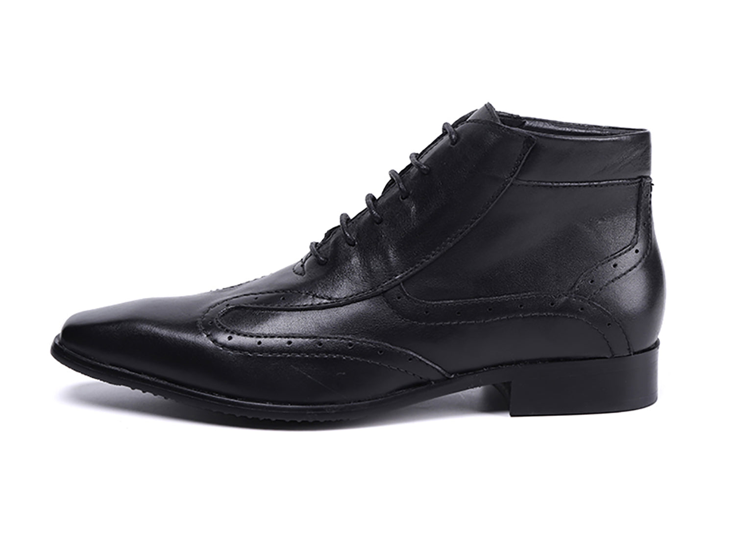 Botas de vestir de cuero con punta lisa para hombre
