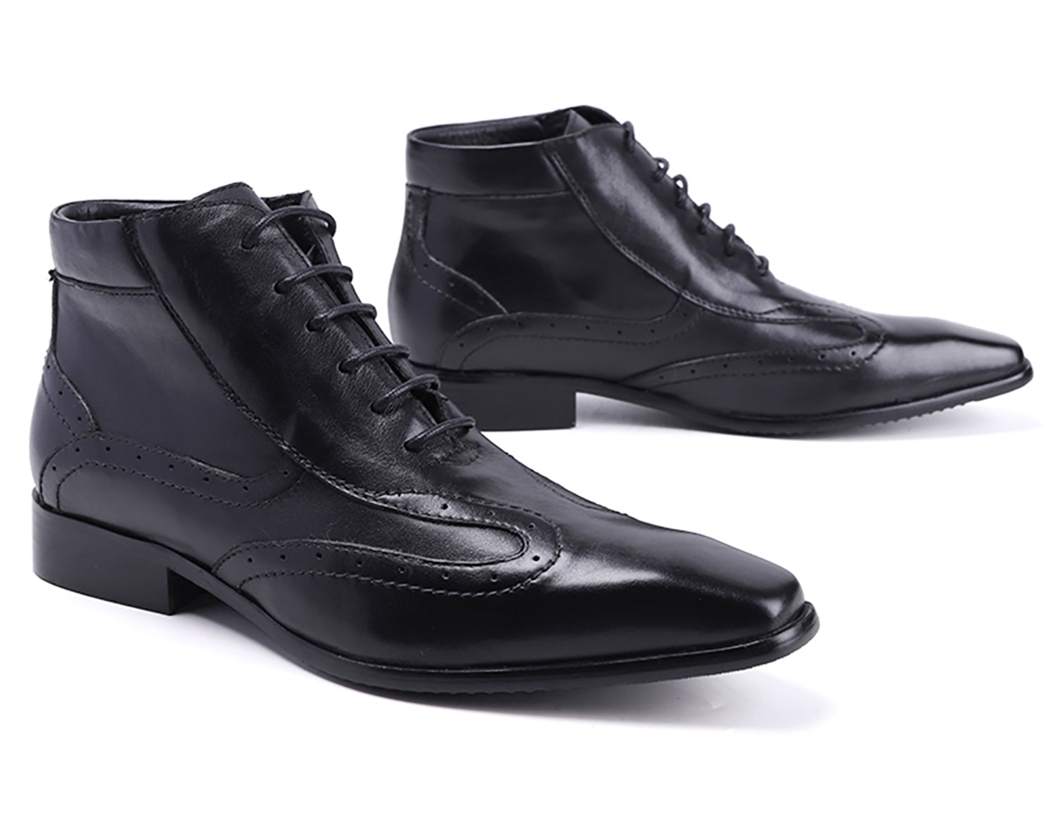 Botas de vestir de cuero con punta lisa para hombre