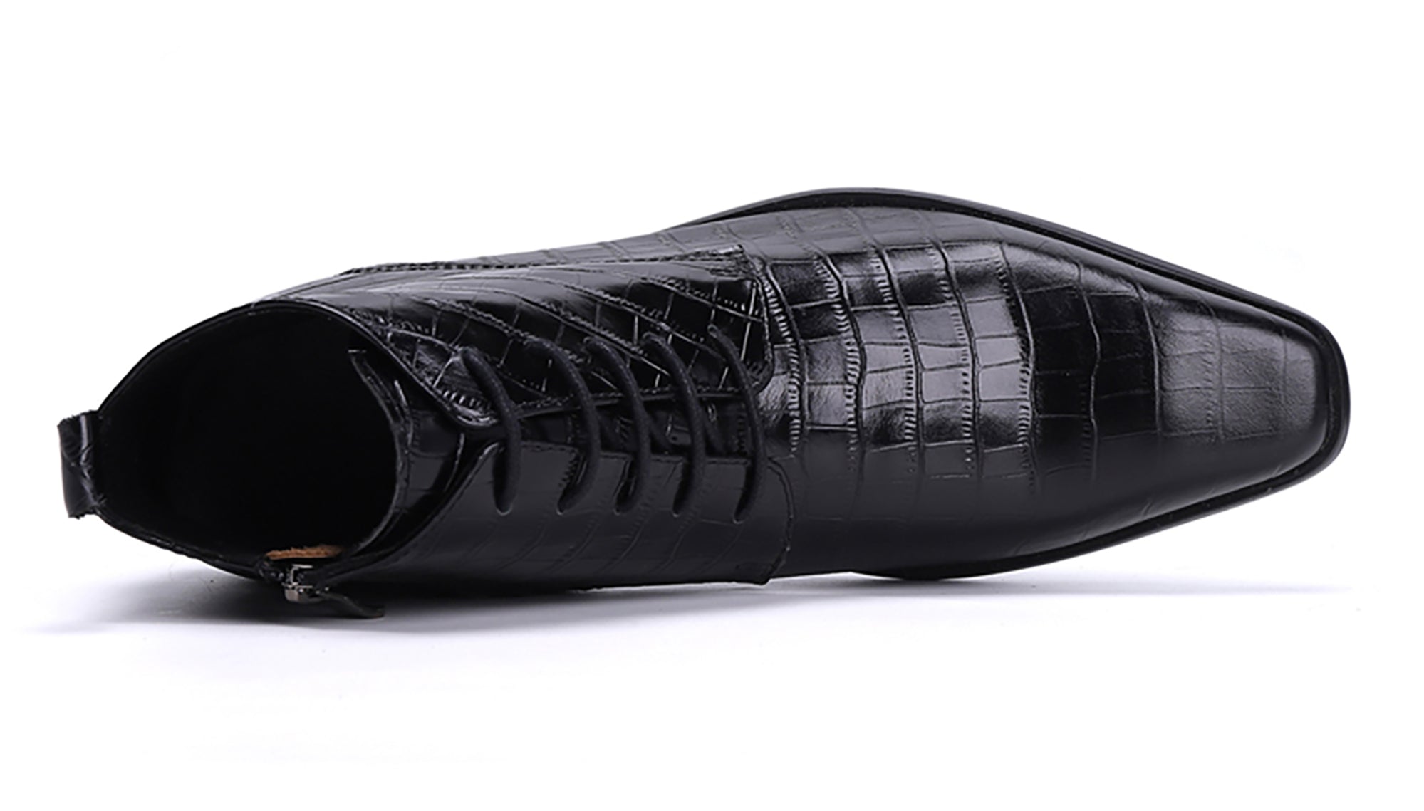 Men's Zipper Leather Plain Toe  Dress Boots