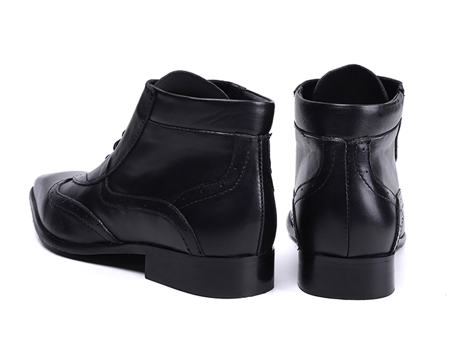Botas de vestir de cuero con punta lisa para hombre