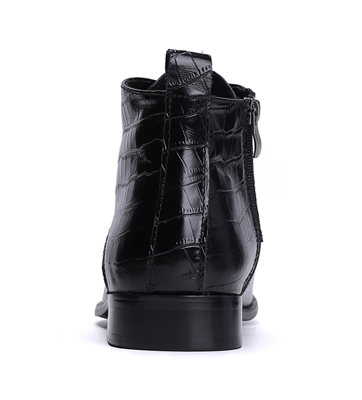 Men's Zipper Leather Plain Toe  Dress Boots