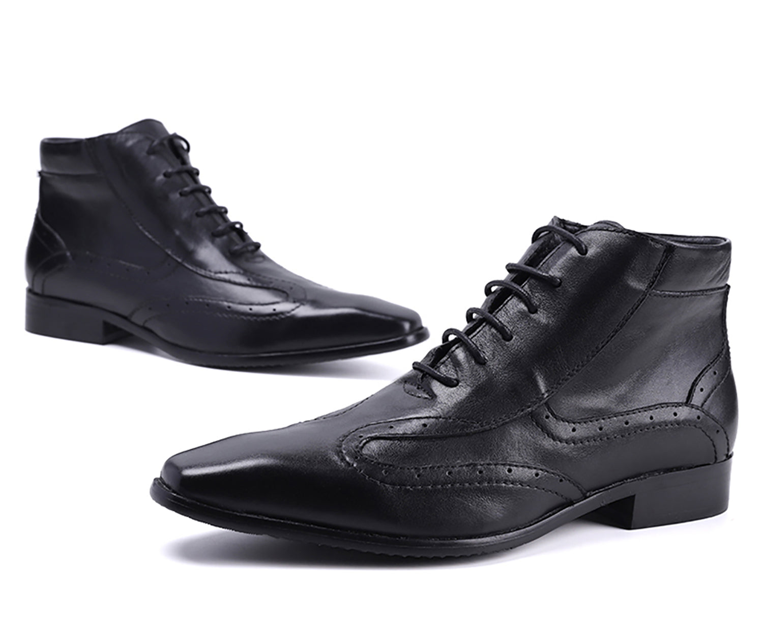 Botas de vestir de cuero con punta lisa para hombre