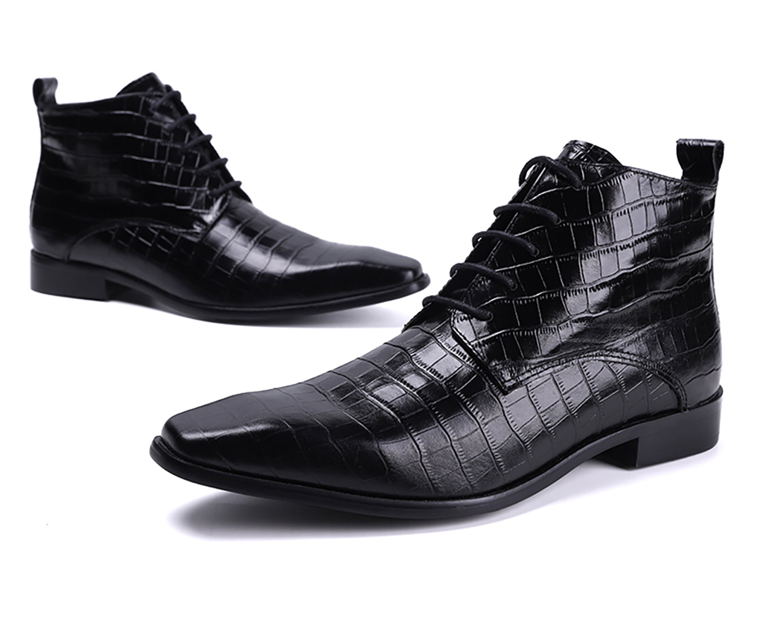 Men's Zipper Leather Plain Toe  Dress Boots
