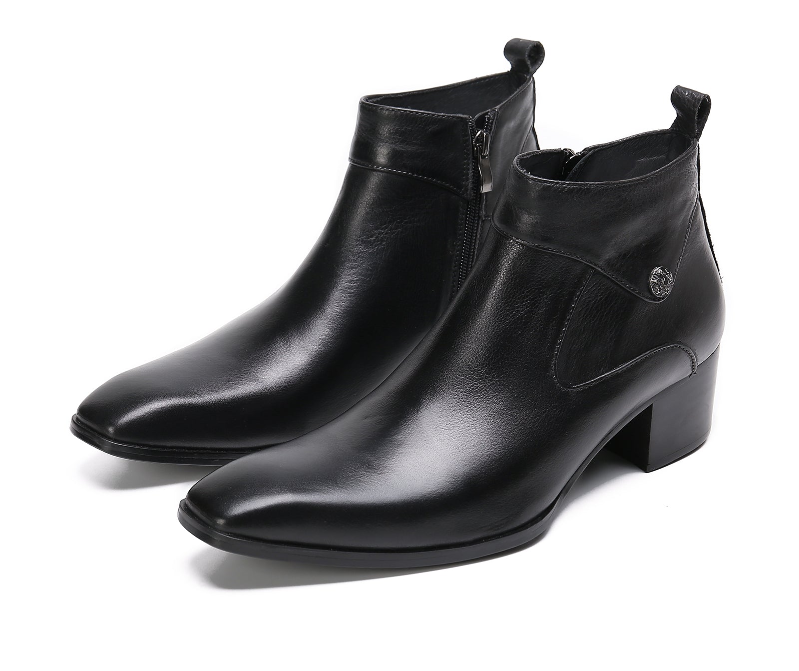 Men's Plain Toe Leather Western Boots