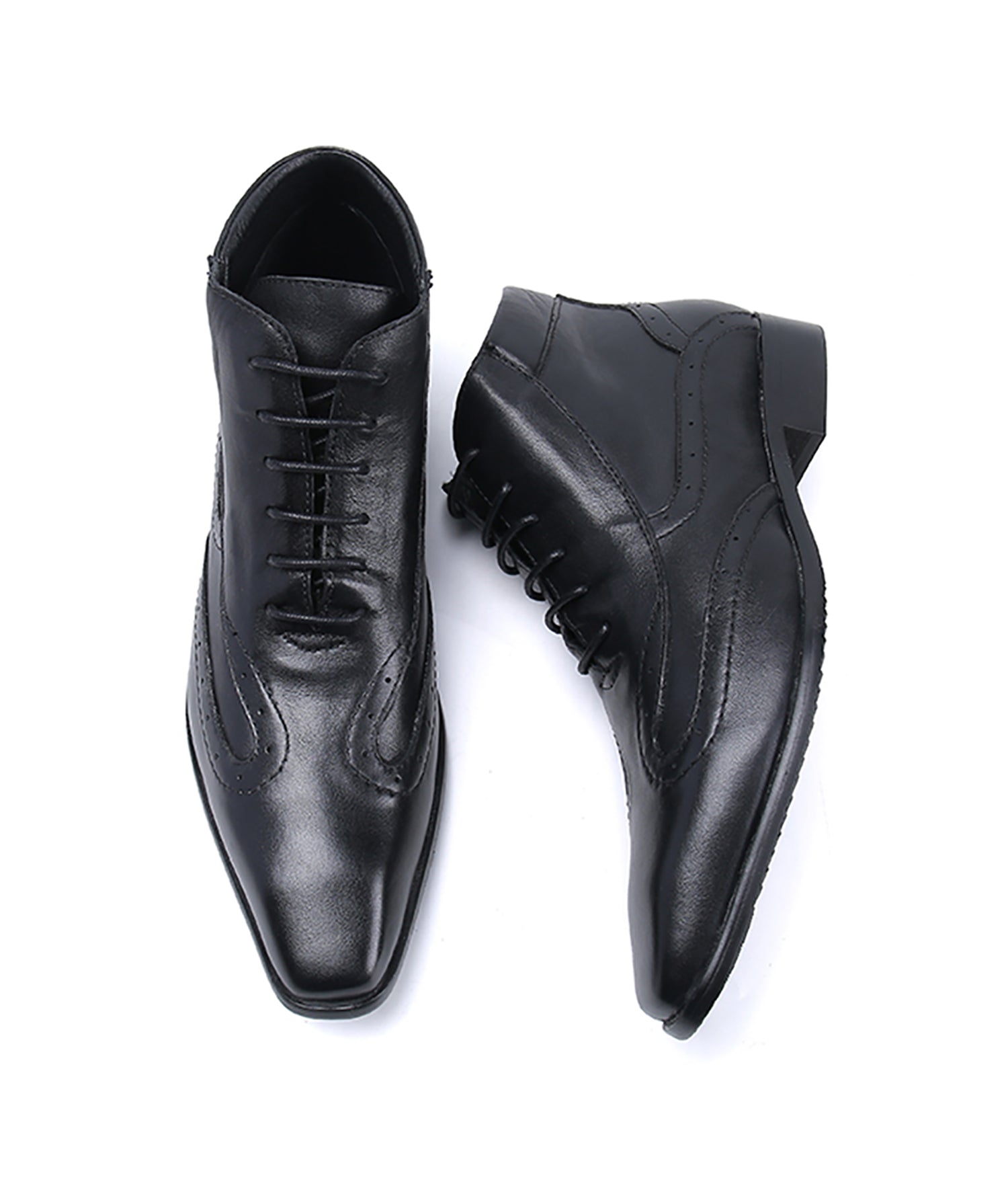Botas de vestir de cuero con punta lisa para hombre