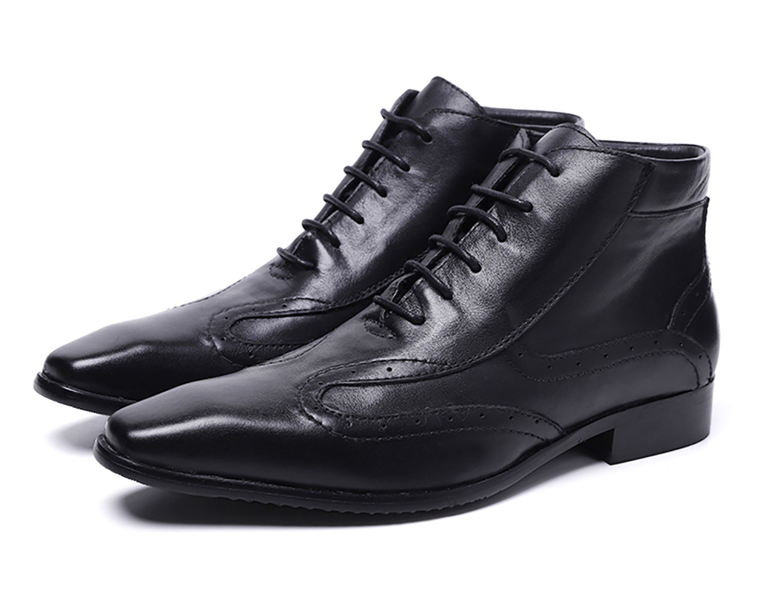 Botas de vestir de cuero con punta lisa para hombre