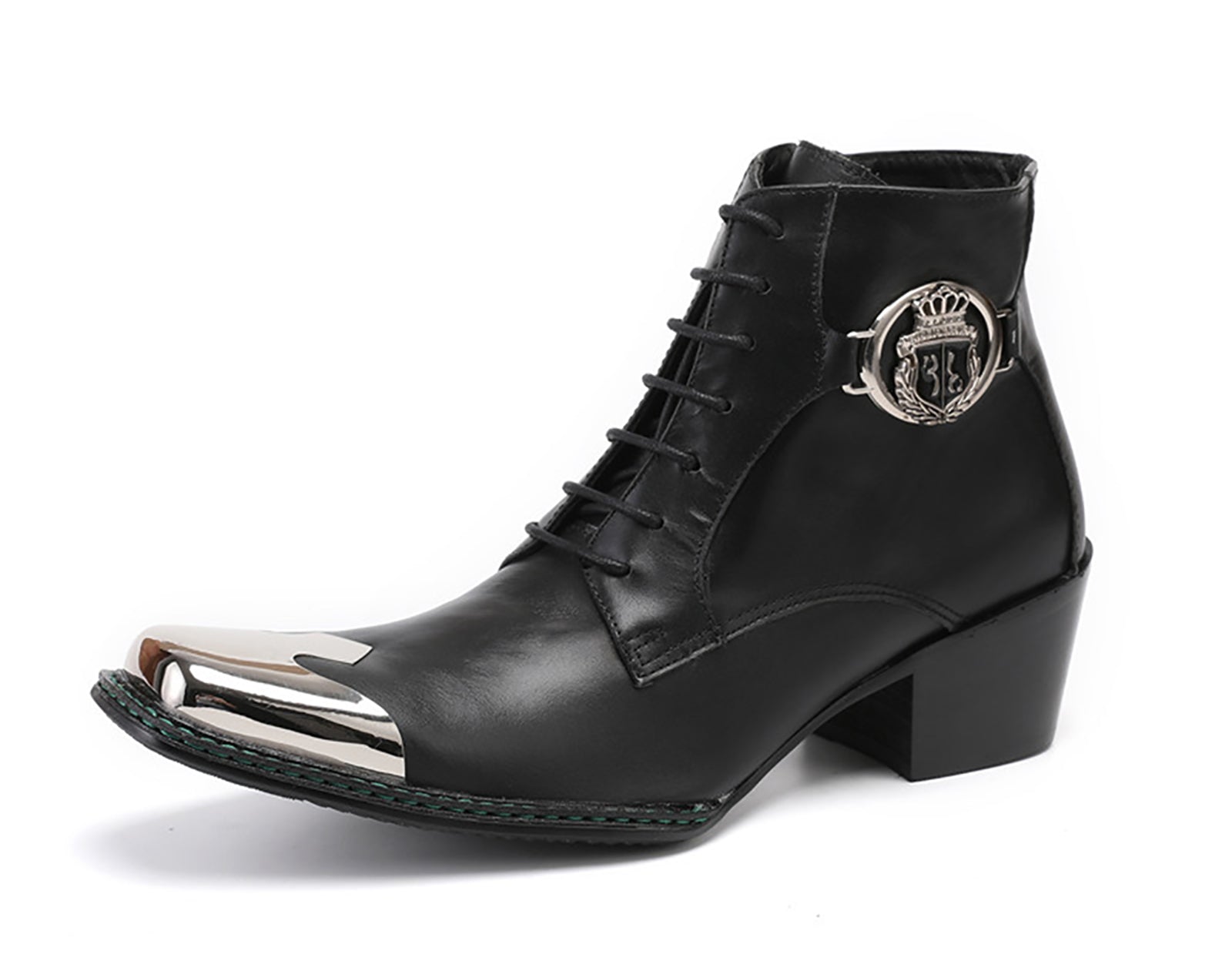 Botas vaqueras con corona y punta de metal cuadrada para hombre
