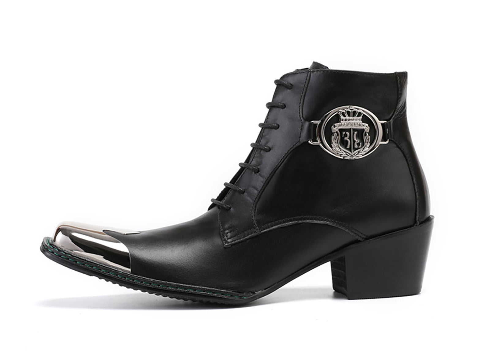 Botas vaqueras con corona y punta de metal cuadrada para hombre