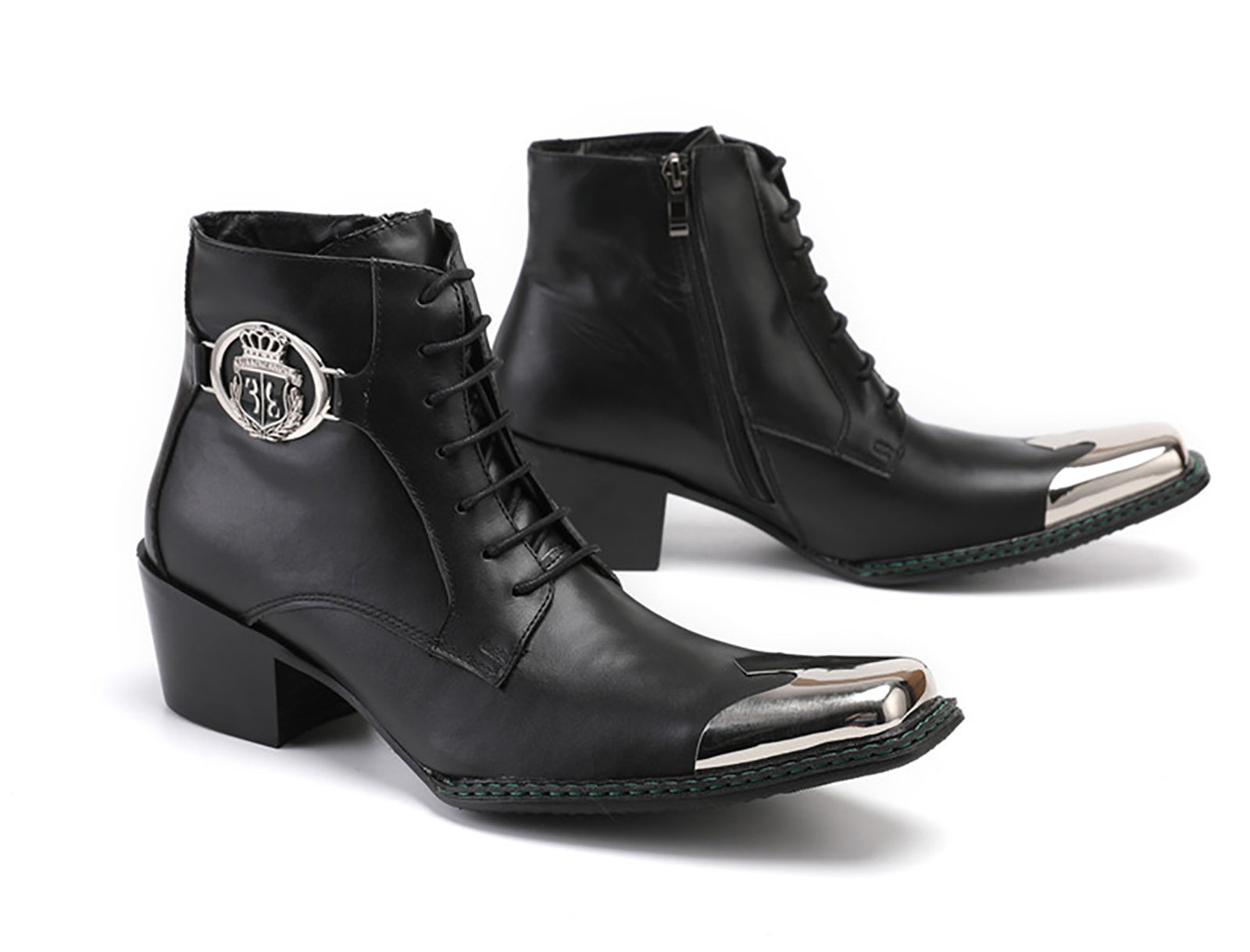 Botas vaqueras con corona y punta de metal cuadrada para hombre