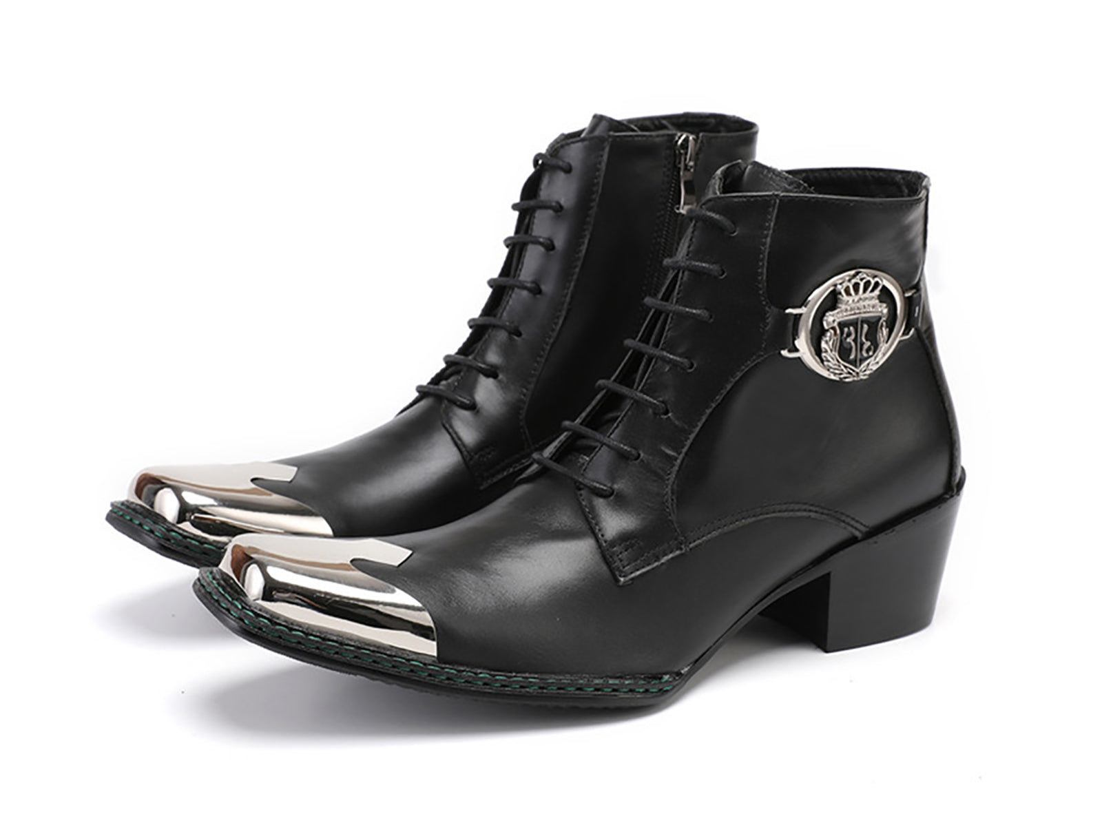 Botas vaqueras con corona y punta de metal cuadrada para hombre