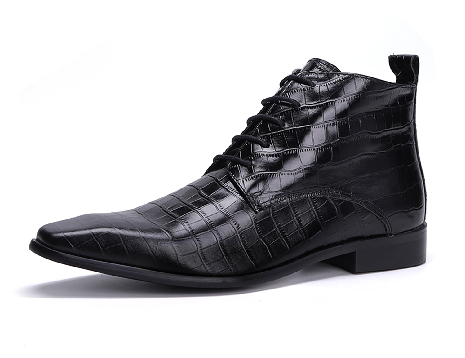 Men's Zipper Leather Plain Toe  Dress Boots