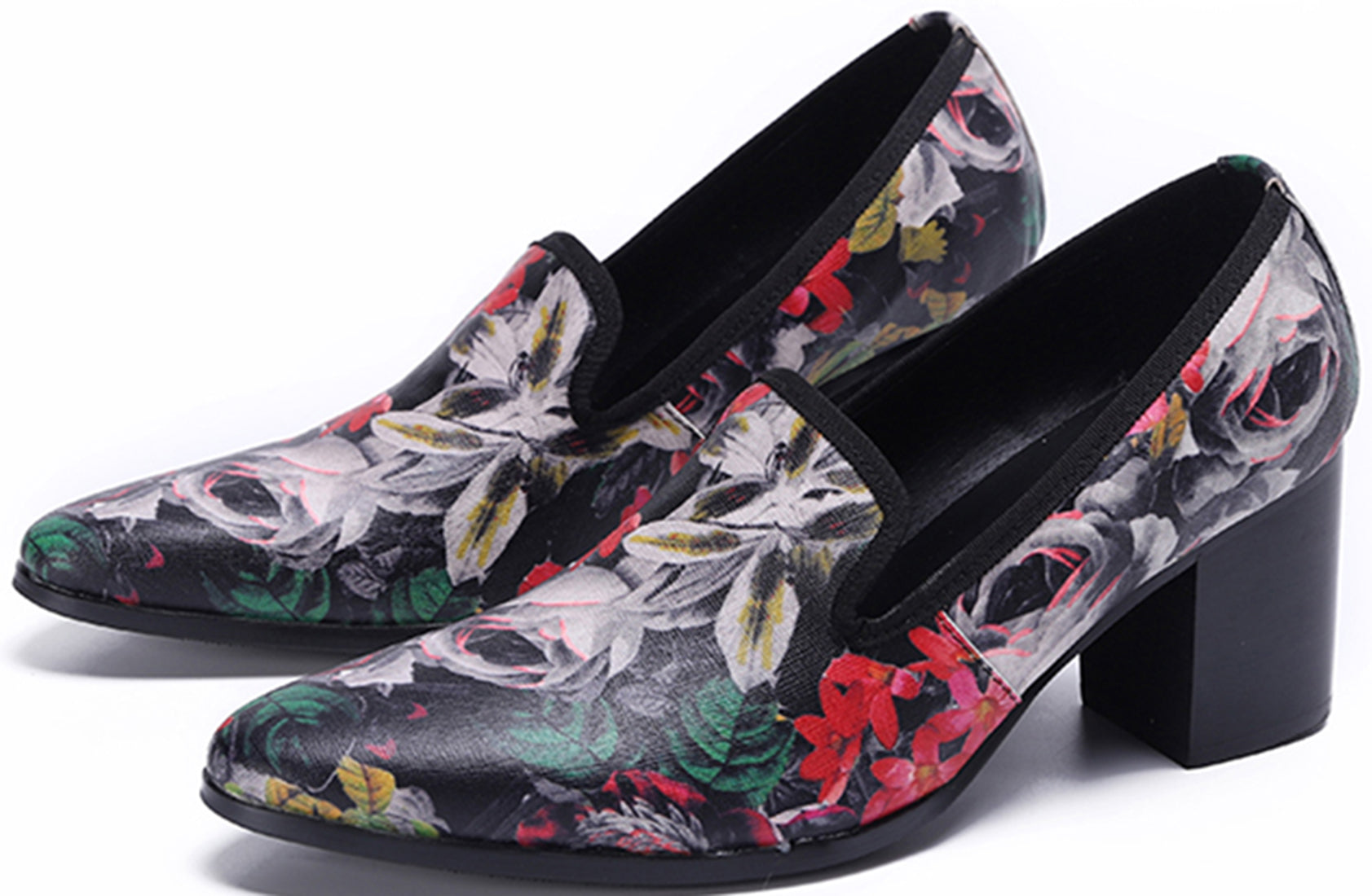 Men's Floral Slip-on Smoking Opera Pumps