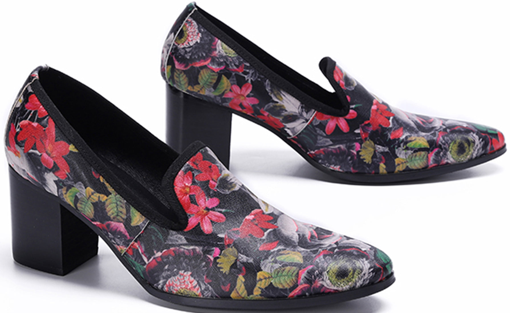 Men's Floral Slip-on Smoking Opera Pumps