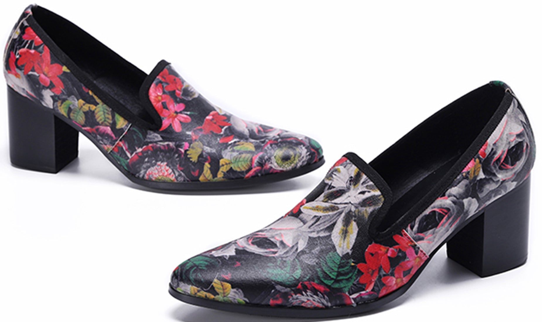 Men's Floral Slip-on Smoking Opera Pumps