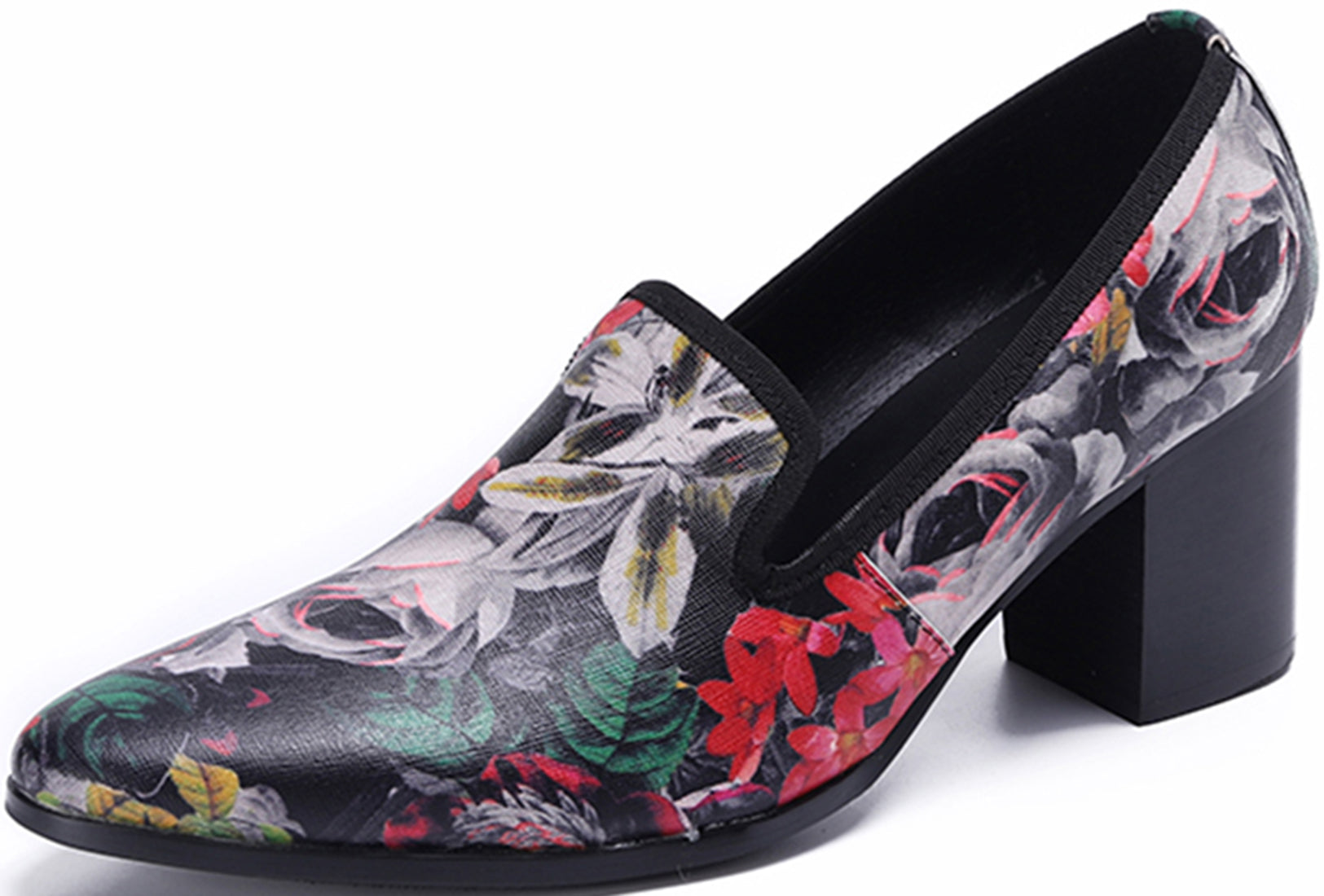 Men's Floral Slip-on Smoking Opera Pumps
