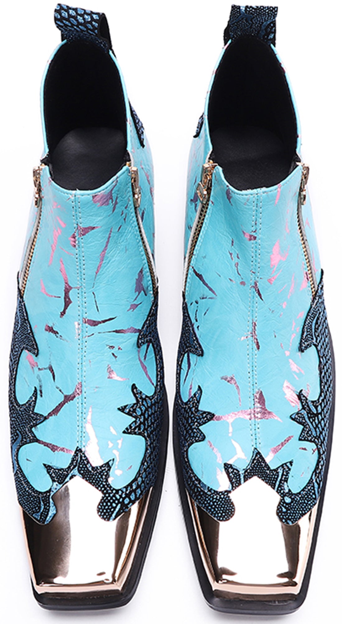 Botas occidentales con punta cuadrada de metal para hombre 