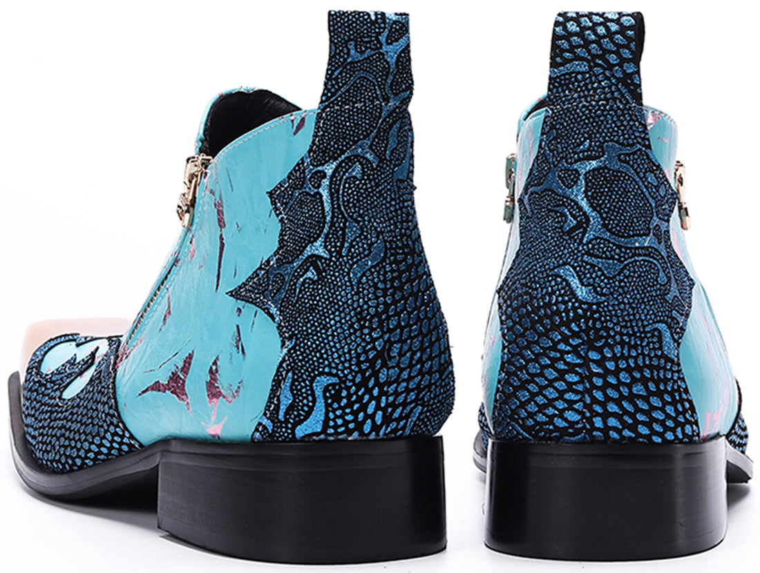 Botas occidentales con punta cuadrada de metal para hombre 