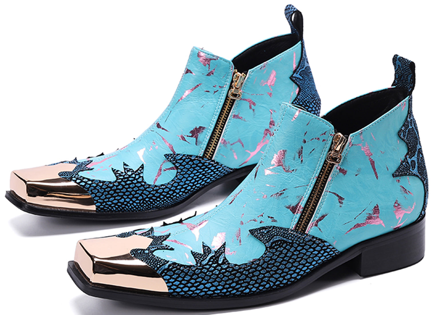 Botas occidentales con punta cuadrada de metal para hombre 