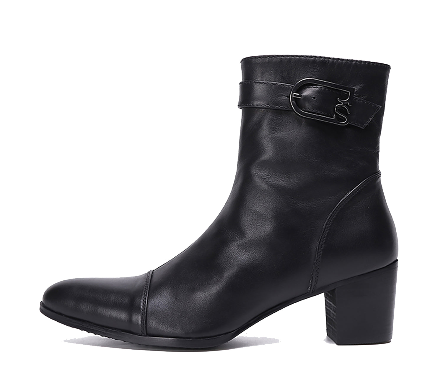 Botas occidentales de cuero con cremallera y punta puntiaguda para hombre