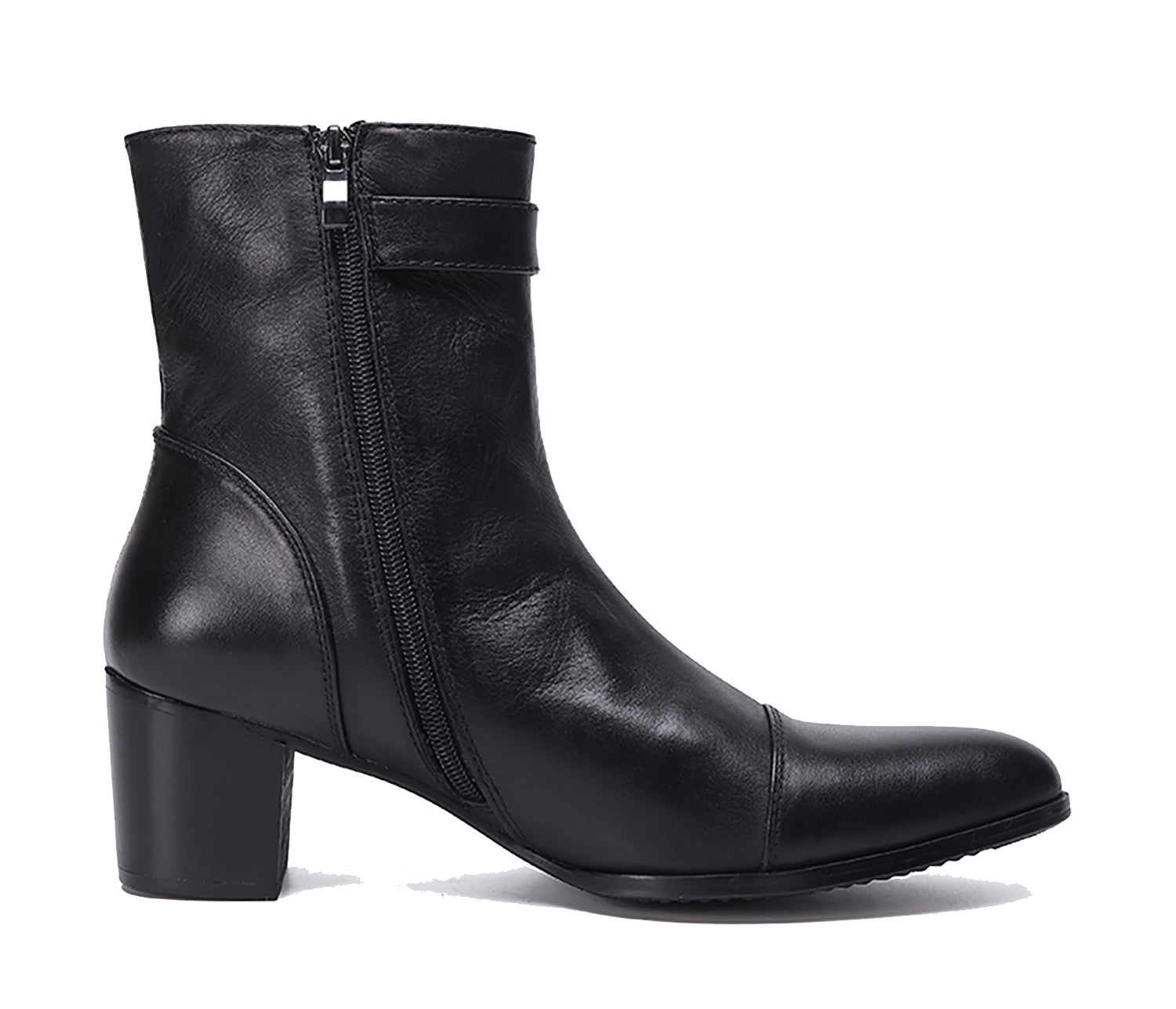 Botas occidentales de cuero con cremallera y punta puntiaguda para hombre
