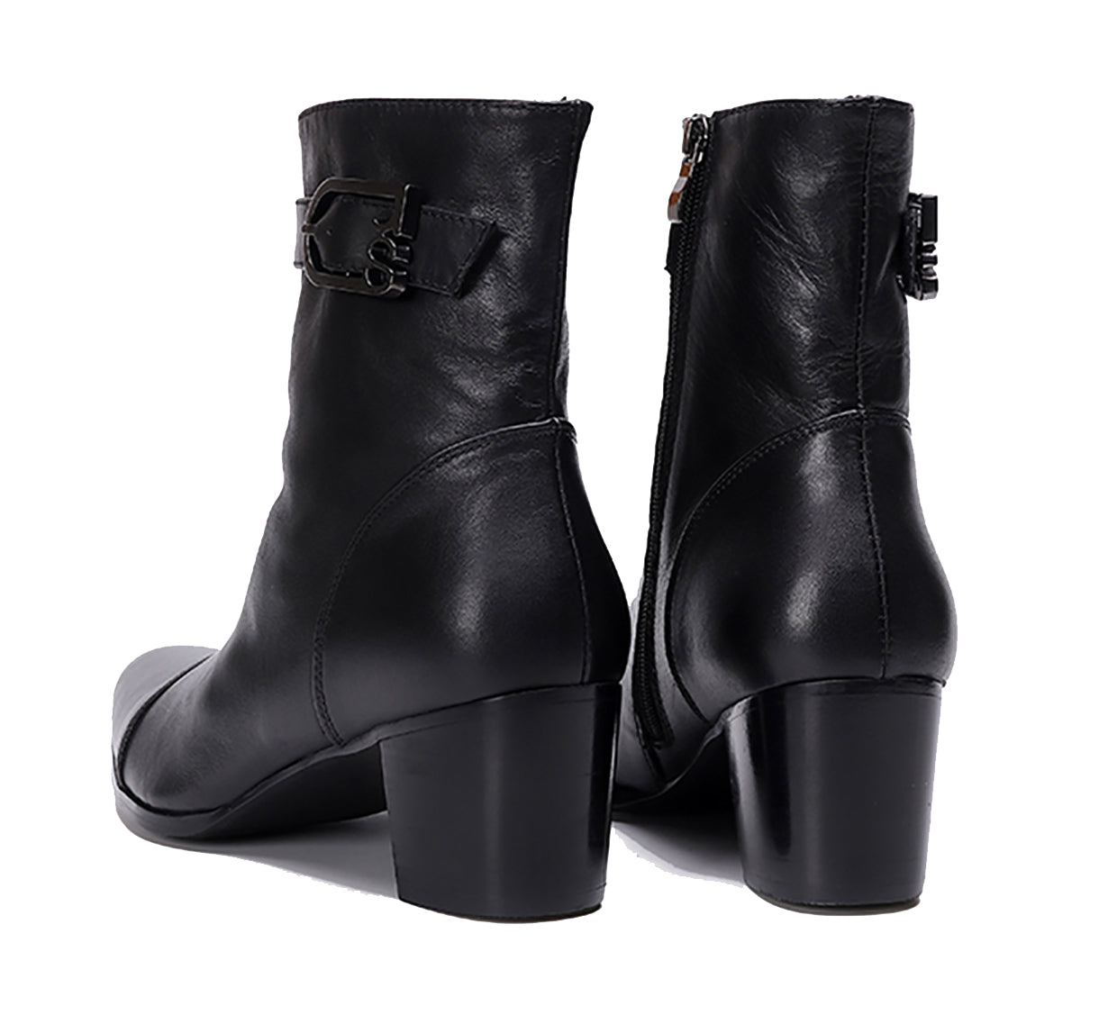 Botas occidentales de cuero con cremallera y punta puntiaguda para hombre