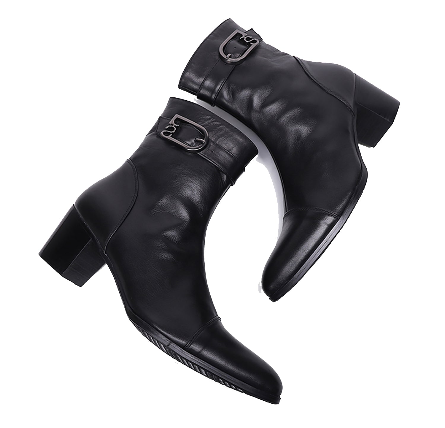 Botas occidentales de cuero con cremallera y punta puntiaguda para hombre
