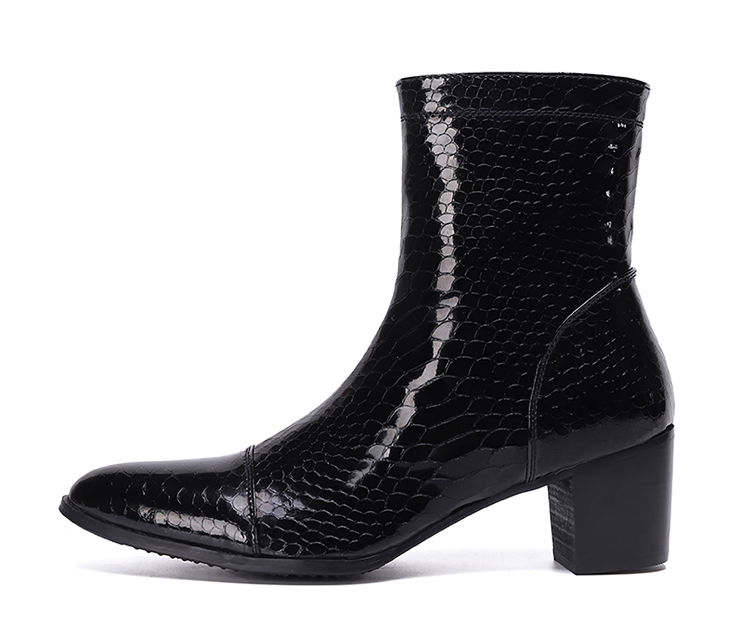 Botas occidentales de cuero con cremallera y punta puntiaguda para hombre
