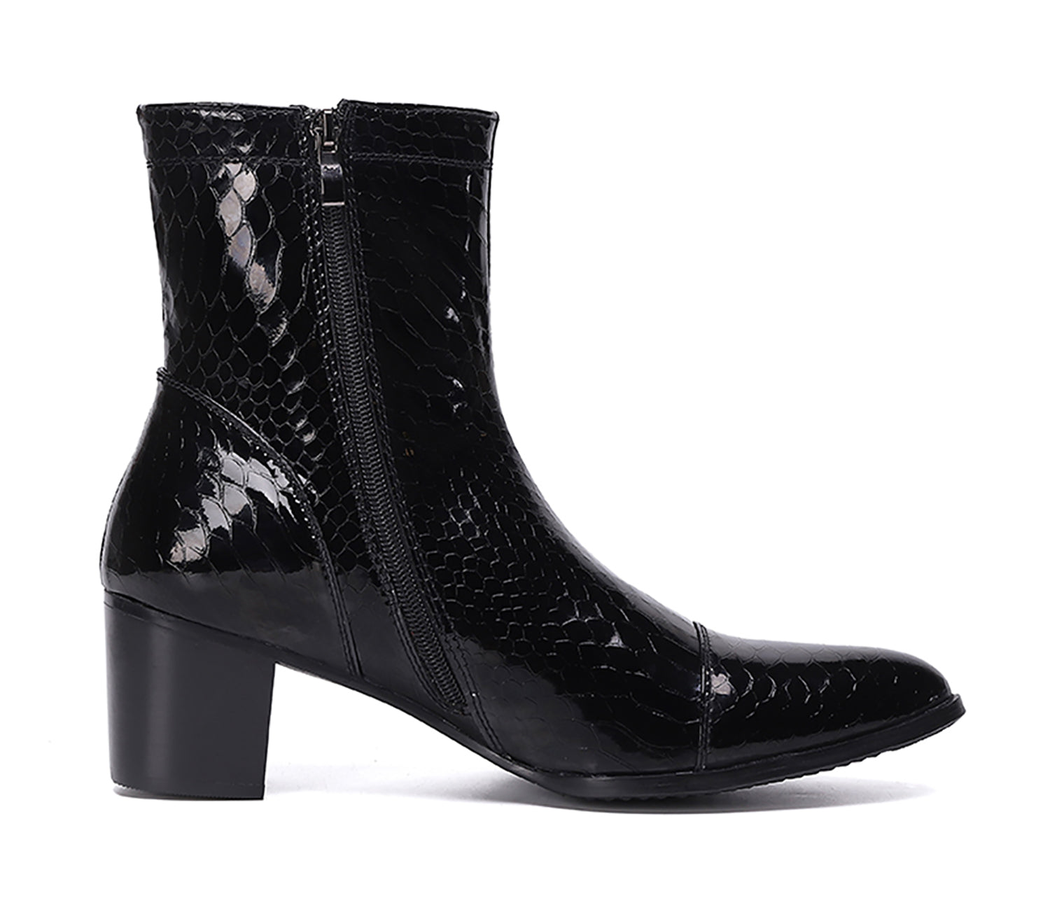 Botas occidentales de cuero con cremallera y punta puntiaguda para hombre
