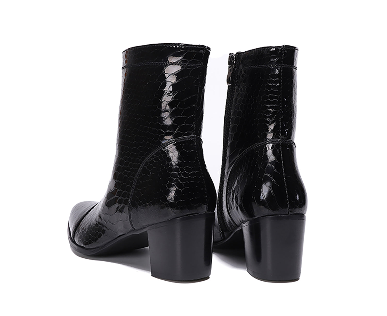Botas occidentales de cuero con cremallera y punta puntiaguda para hombre