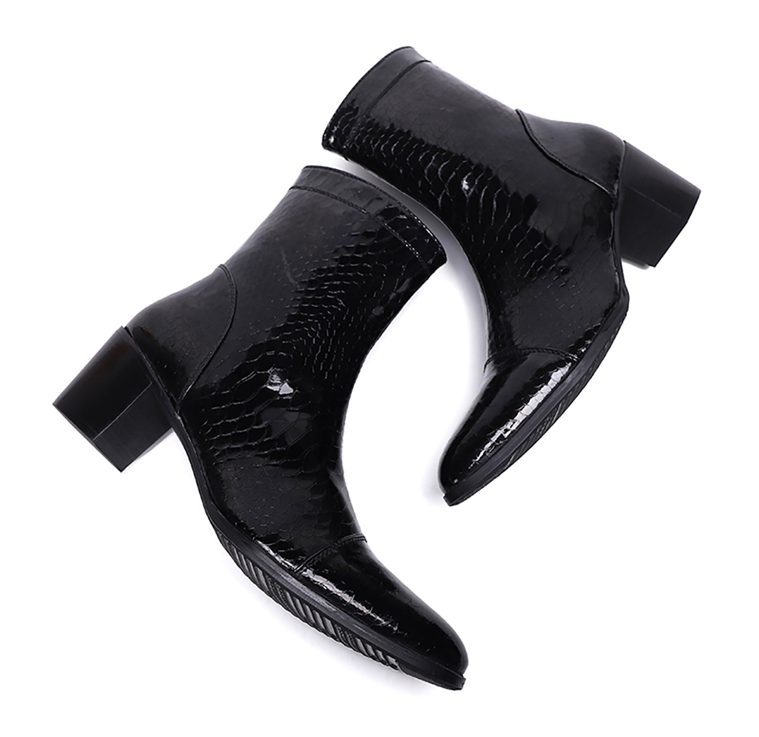 Botas occidentales de cuero con cremallera y punta puntiaguda para hombre