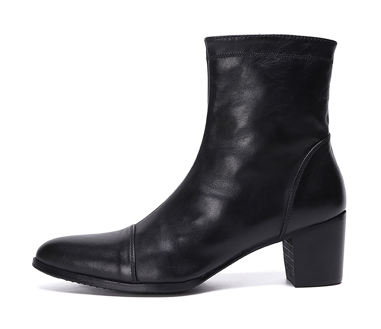 Botas occidentales de cuero con cremallera y punta puntiaguda para hombre