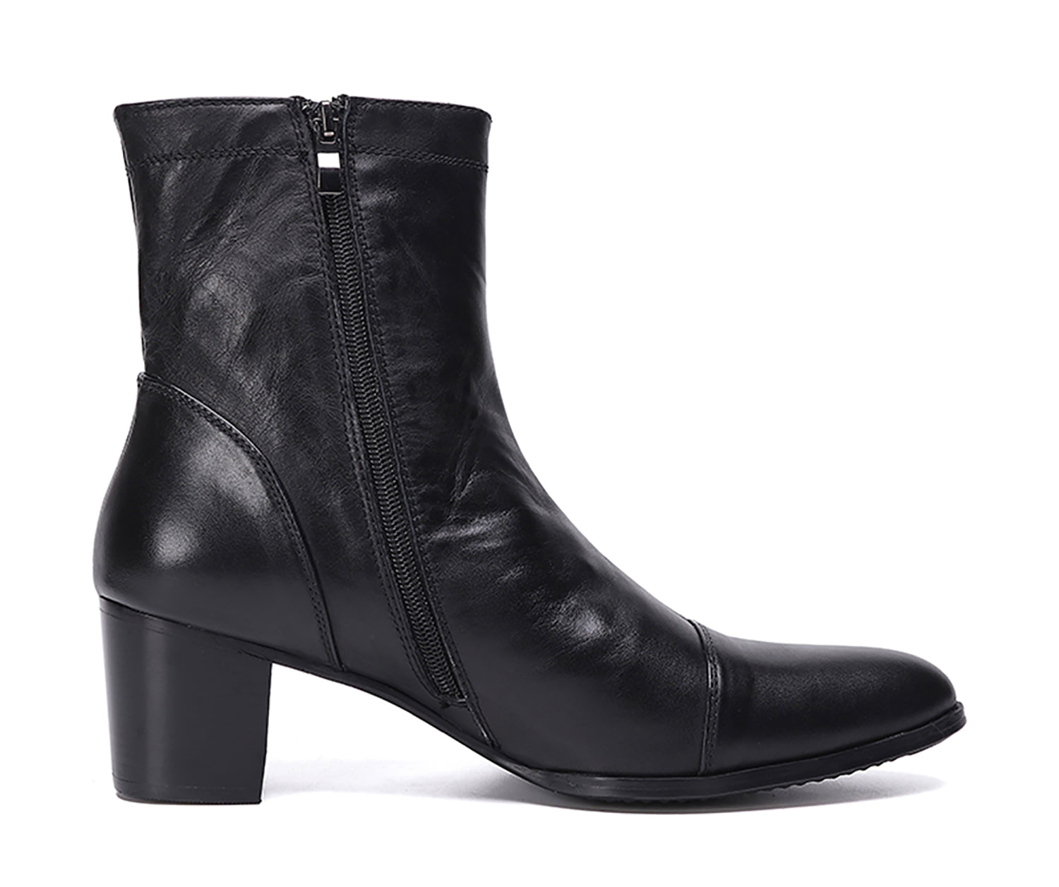 Botas occidentales de cuero con cremallera y punta puntiaguda para hombre
