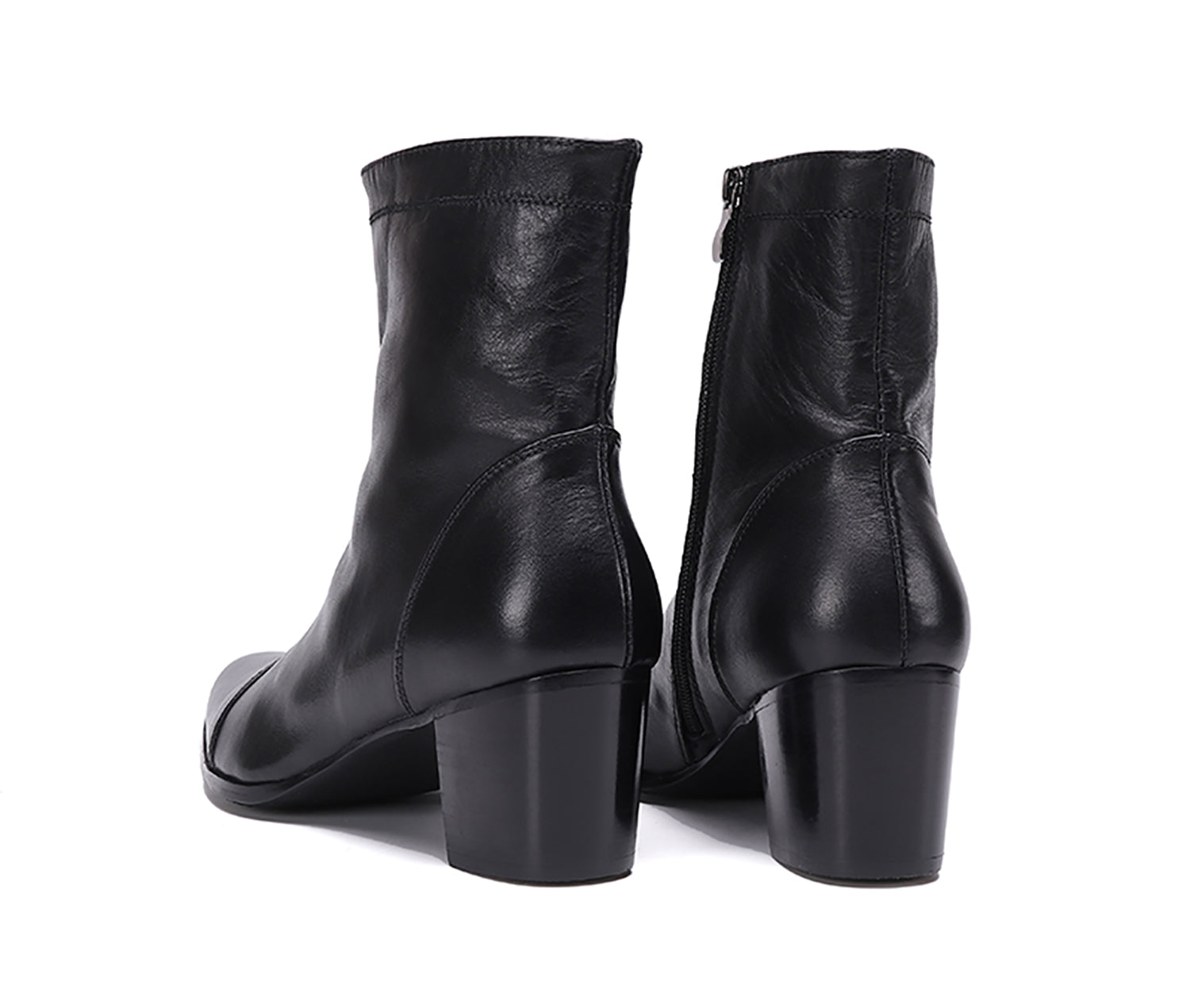 Botas occidentales de cuero con cremallera y punta puntiaguda para hombre