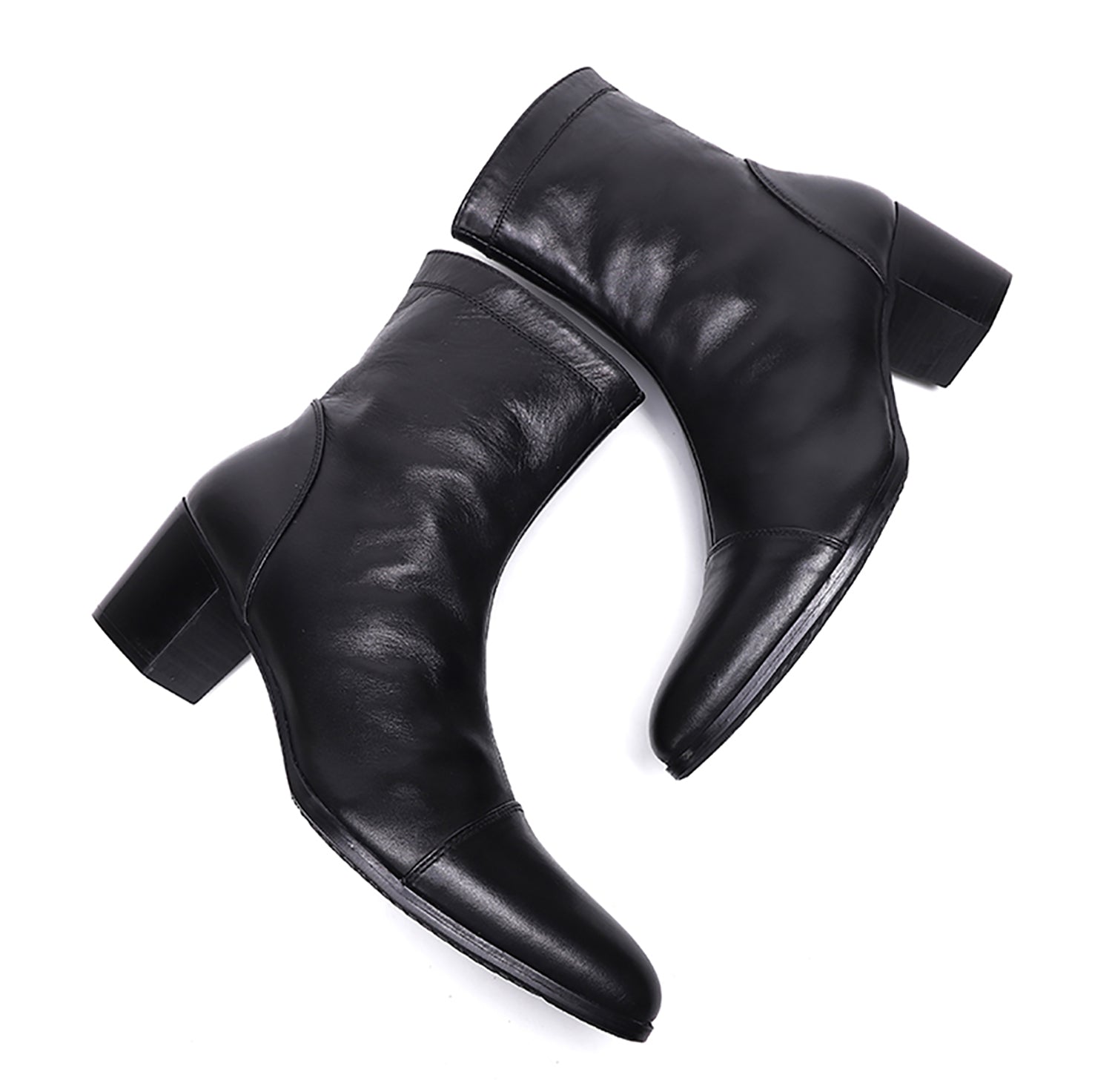 Botas occidentales de cuero con cremallera y punta puntiaguda para hombre