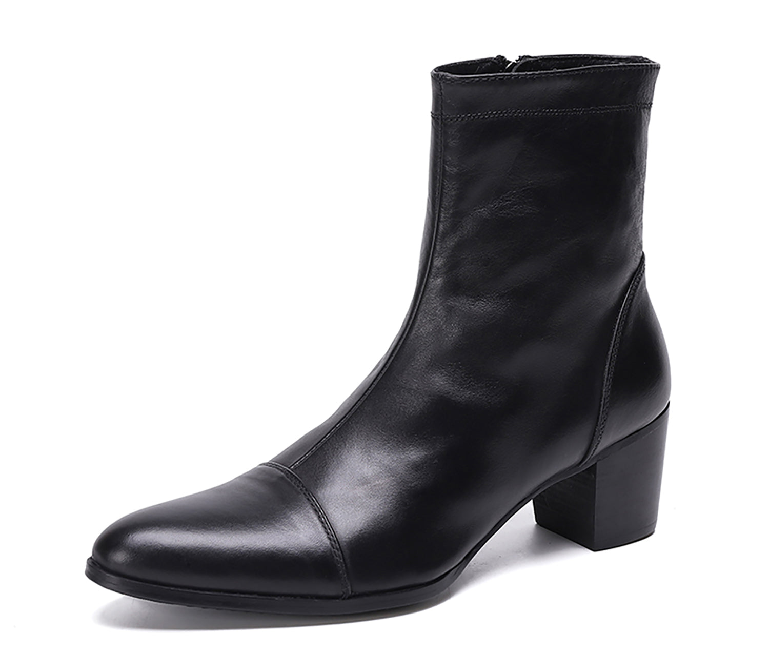 Botas occidentales de cuero con cremallera y punta puntiaguda para hombre