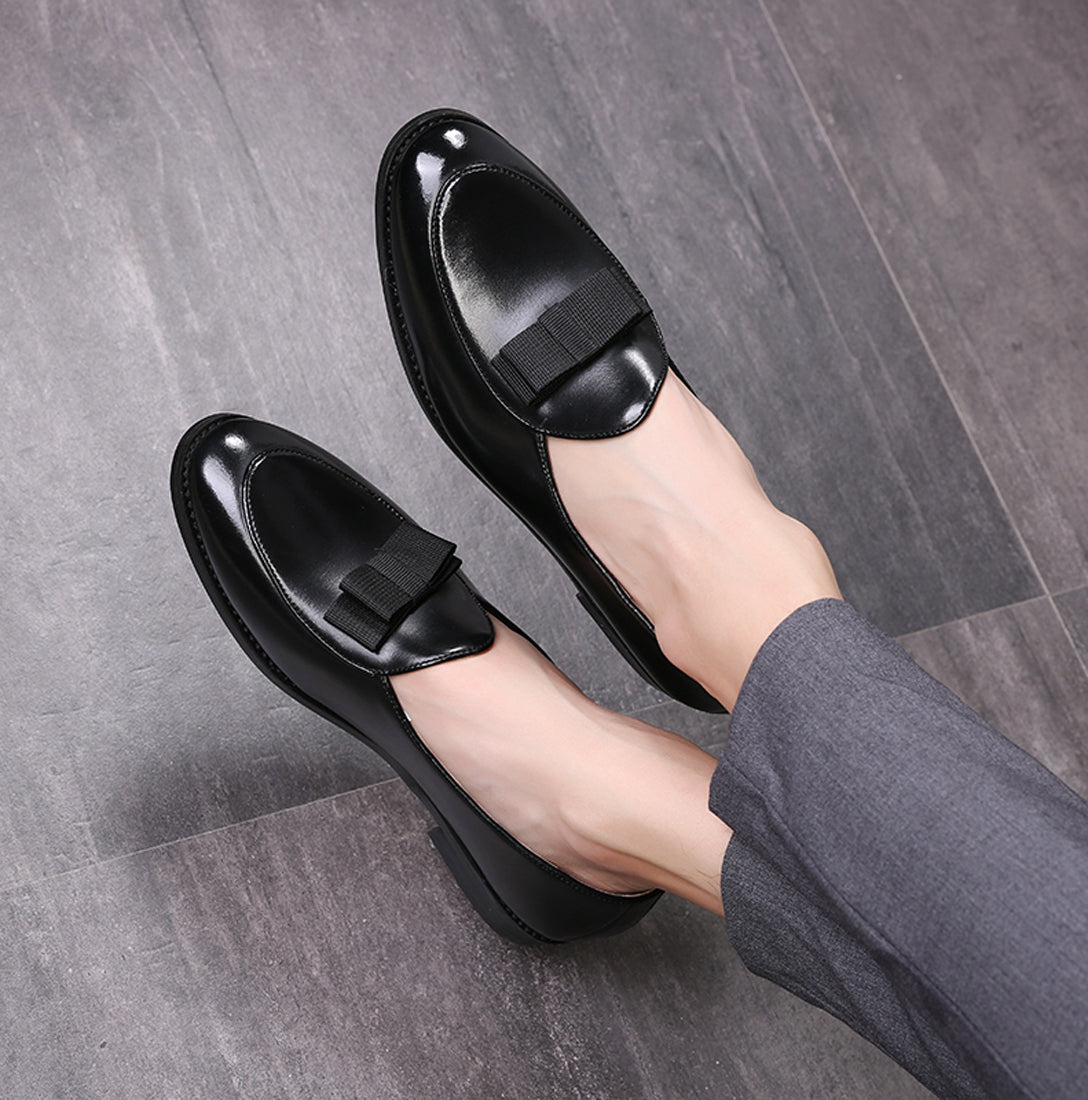Men's Leather Bow Loafers