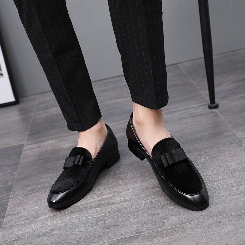 Men's Velvet Bow Smoking Loafers